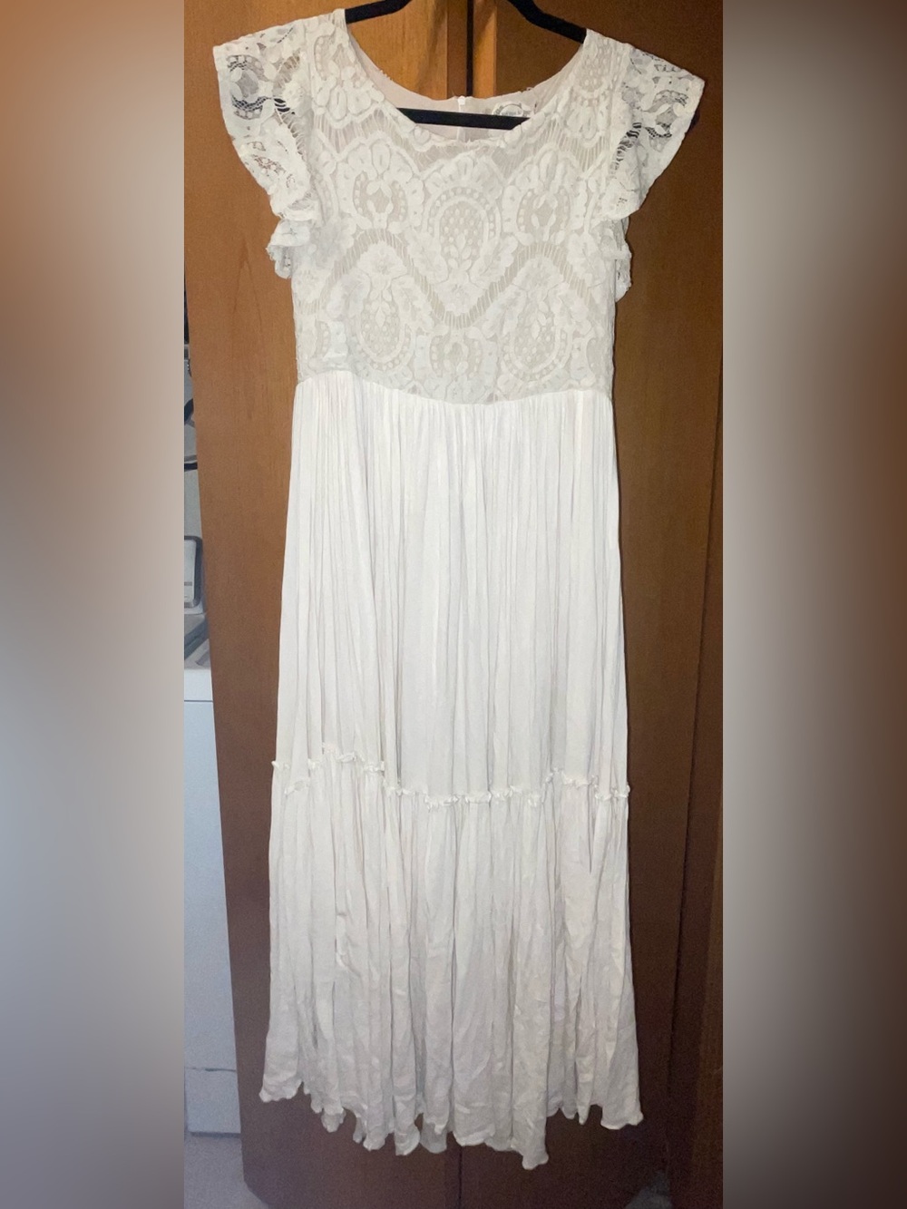 Joyfolie Ivory Lace Boho Bohemian Maxi Renaissance Fair Vintage Whimsical Dress